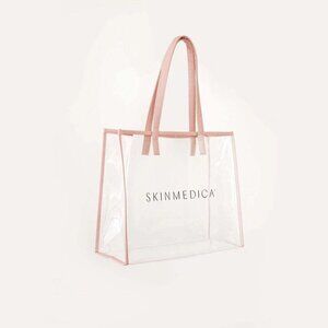 SkinMedica Clear PVC Tote and Cosmetic Bag with Blush Pink Trim